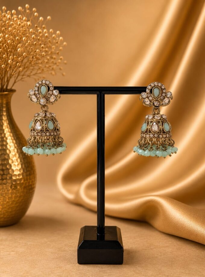 Jhumka - Mintgroen met goud 063