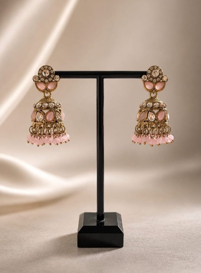 Jhumka - Goud met roze 029