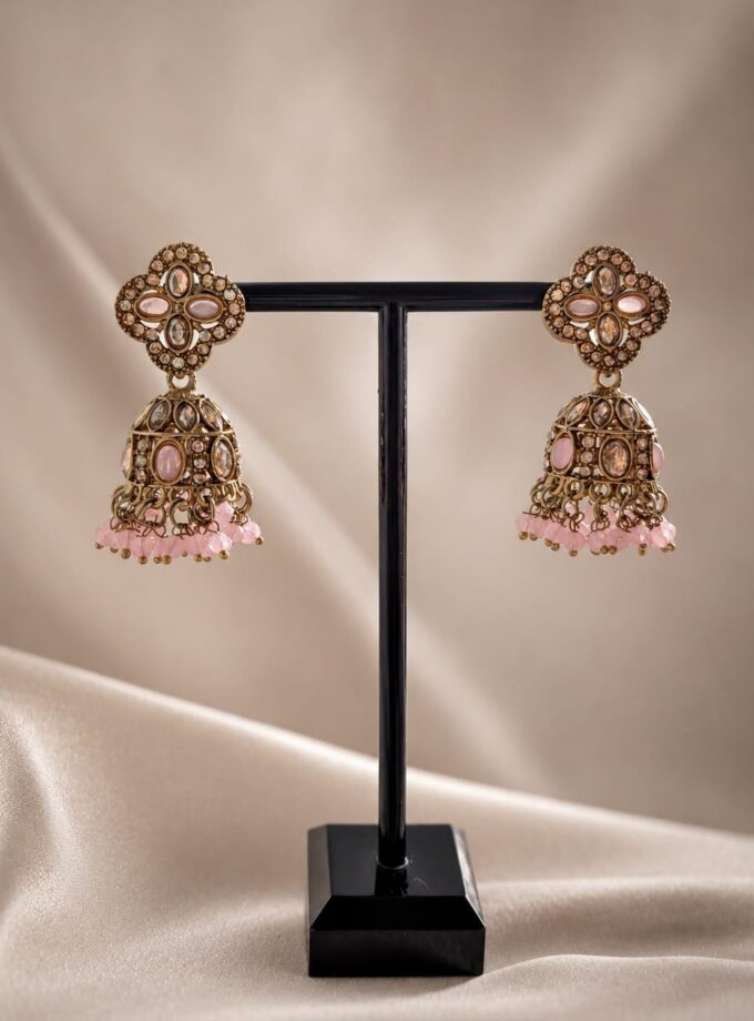 Jhumka - Goud met roze 033