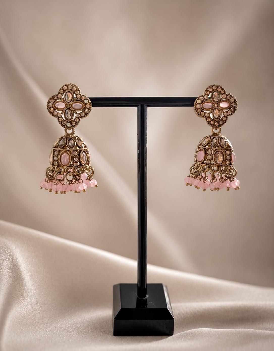 Jhumka - Goud met roze 033