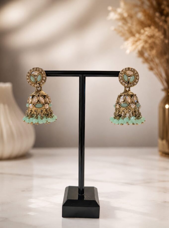 Jhumka - Mintgroen met goud 064