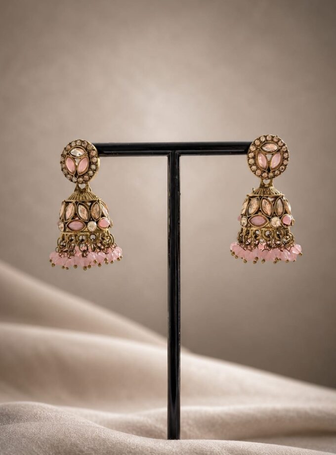 Jhumka - Goud met roze 030
