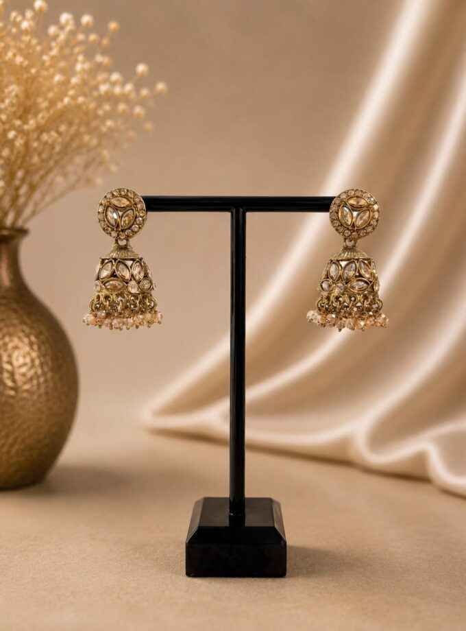 Jhumka - Goud met champagnekleur 042