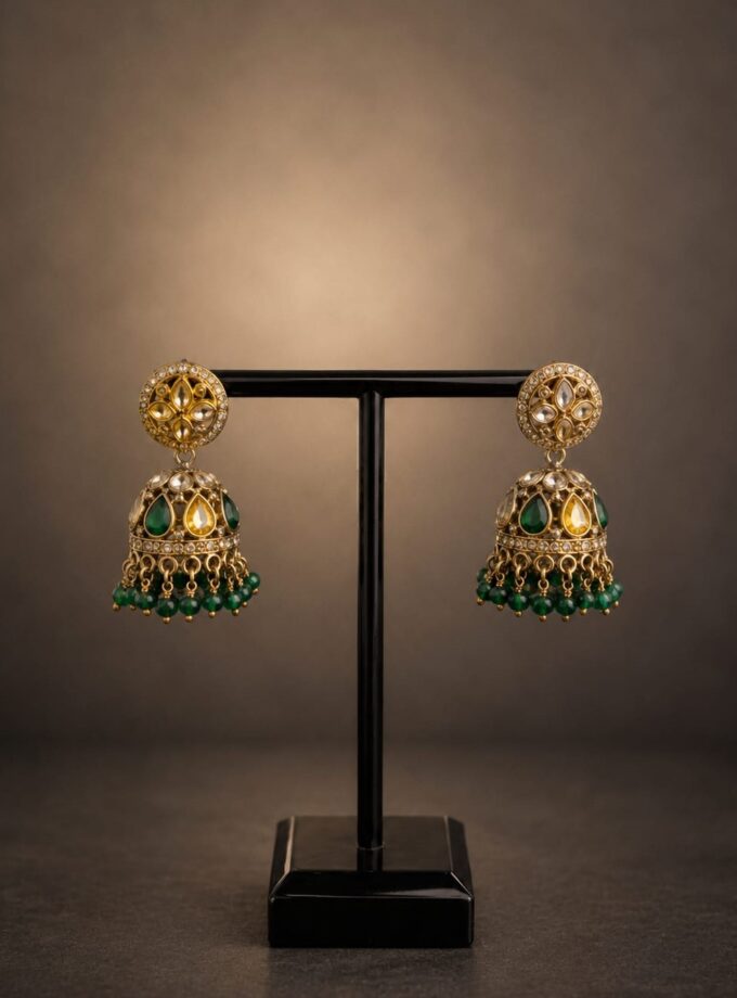 Jhumka - Goud met groen 025