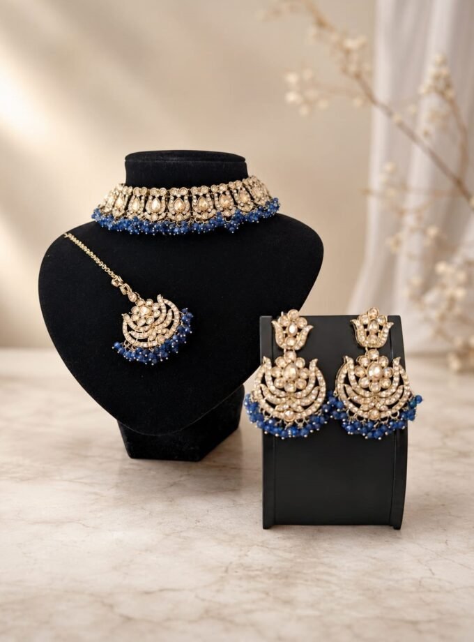 Sieradenset 2057- Goud met blauw