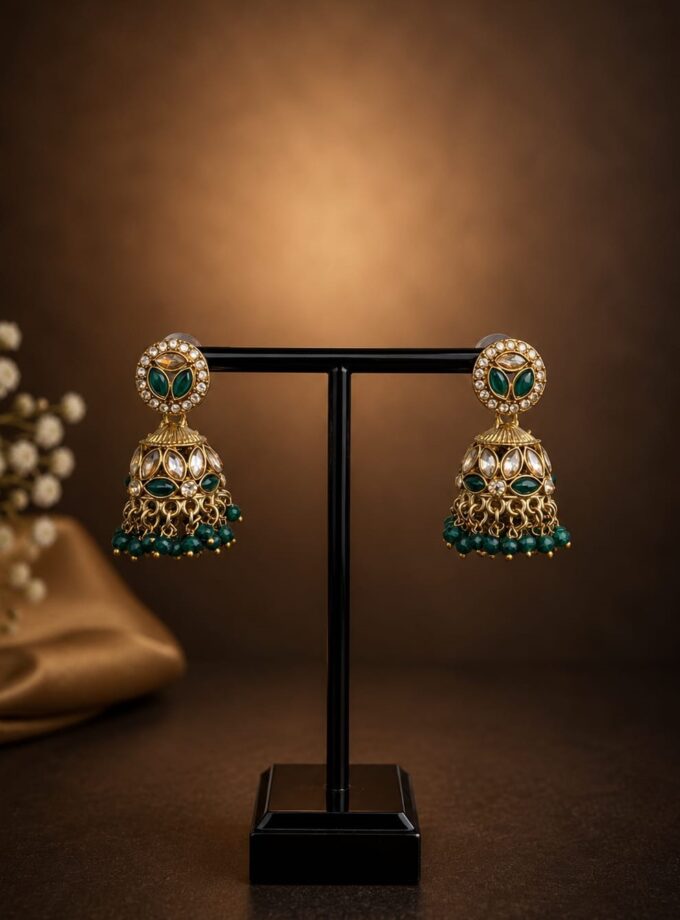 Jhumka - Goud met groen 028
