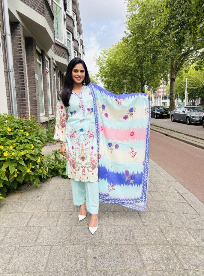 Printed lawn suit 3 delig- Kainaat