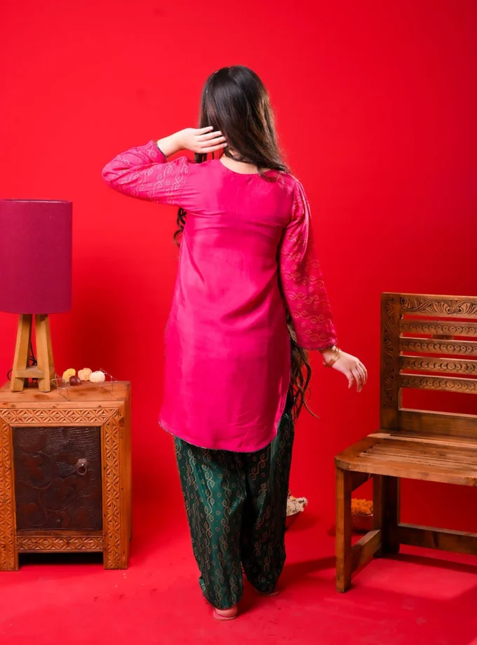 Senorita fancy suit raw silk- fuchsia
