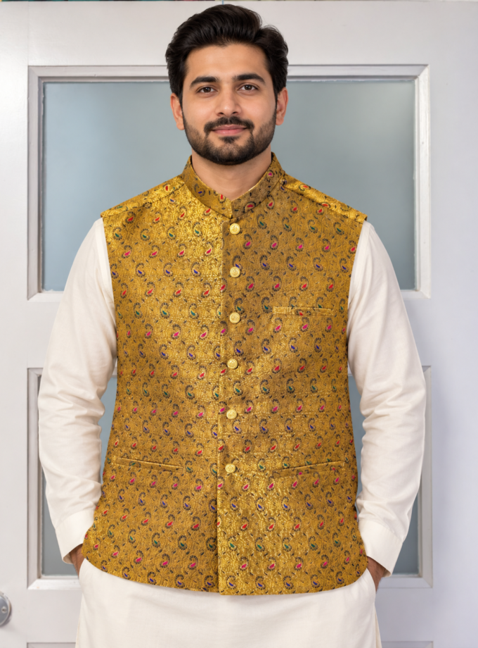 Waistcoat goud mustard- 1323