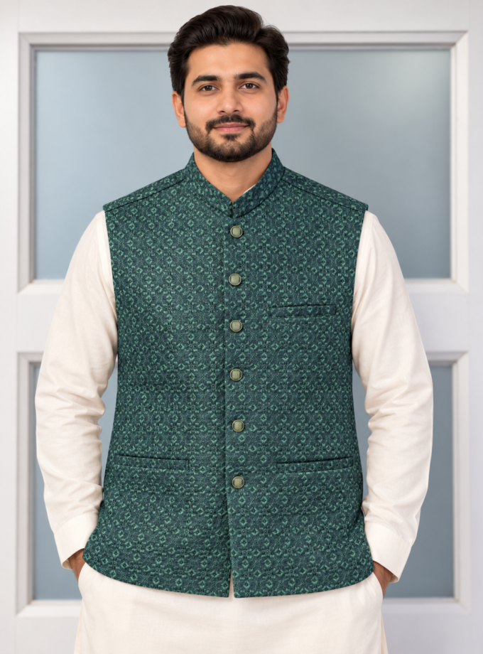 Waistcoat donkergroen- 1324