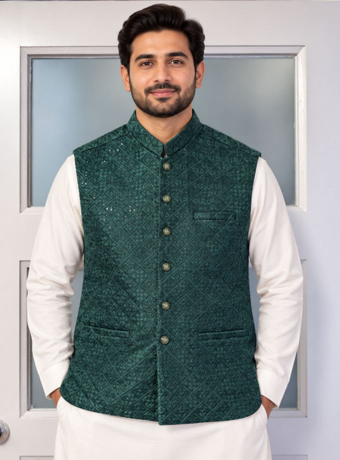 Waistcoat donkergroen- 1325