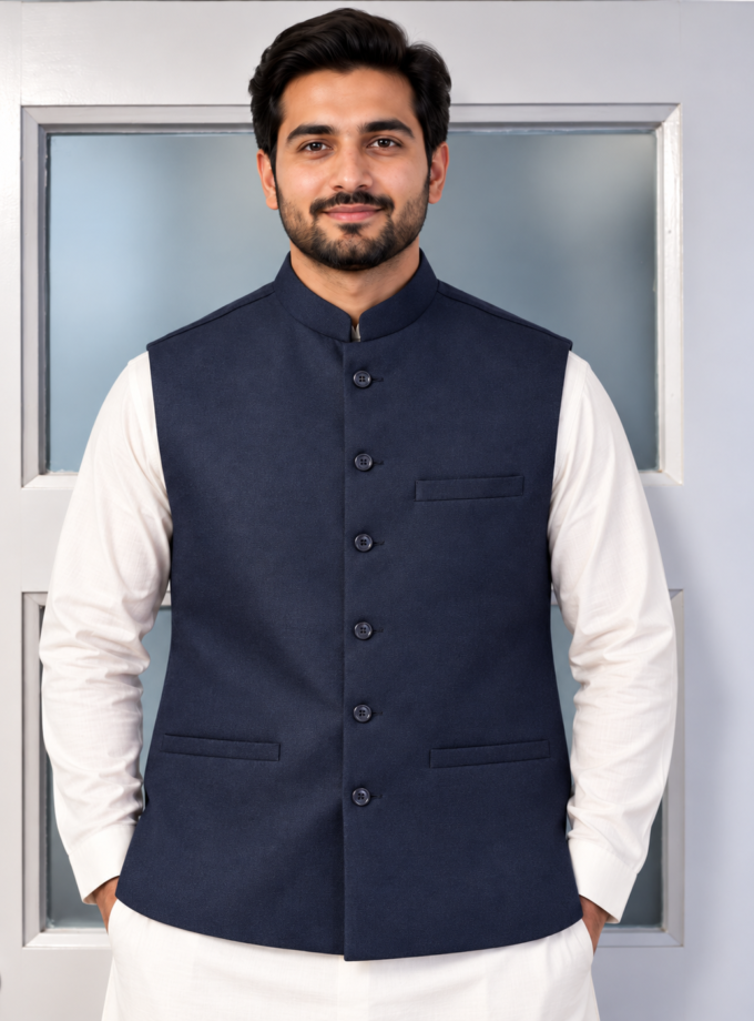 Waistcoat navy blue- 1327 alleen Smal