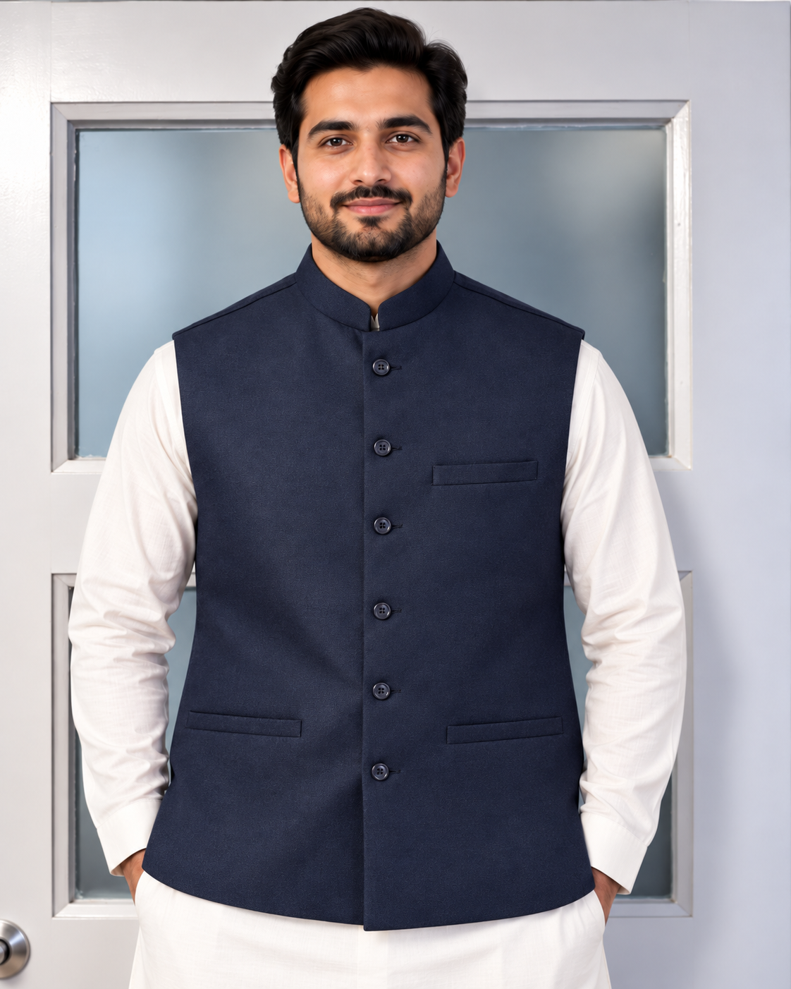 Waistcoat navy blue- 1327 alleen Smal