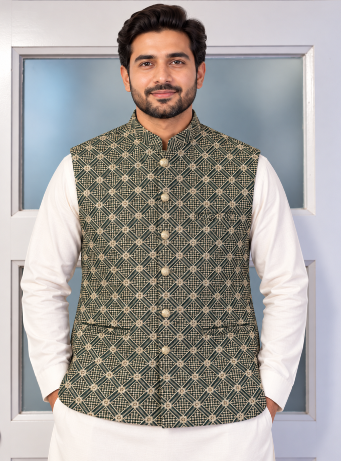 Waistcoat groen- 1372