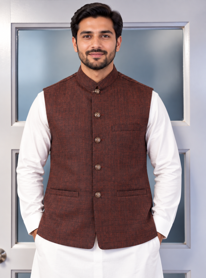 Waistcoat roestbruin- 1339 alleen Smal