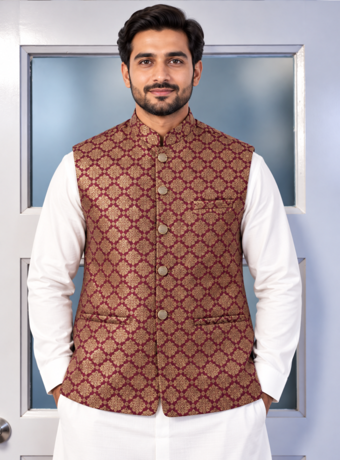 Waistcoat bordeauxrood - 1346 alleen medium