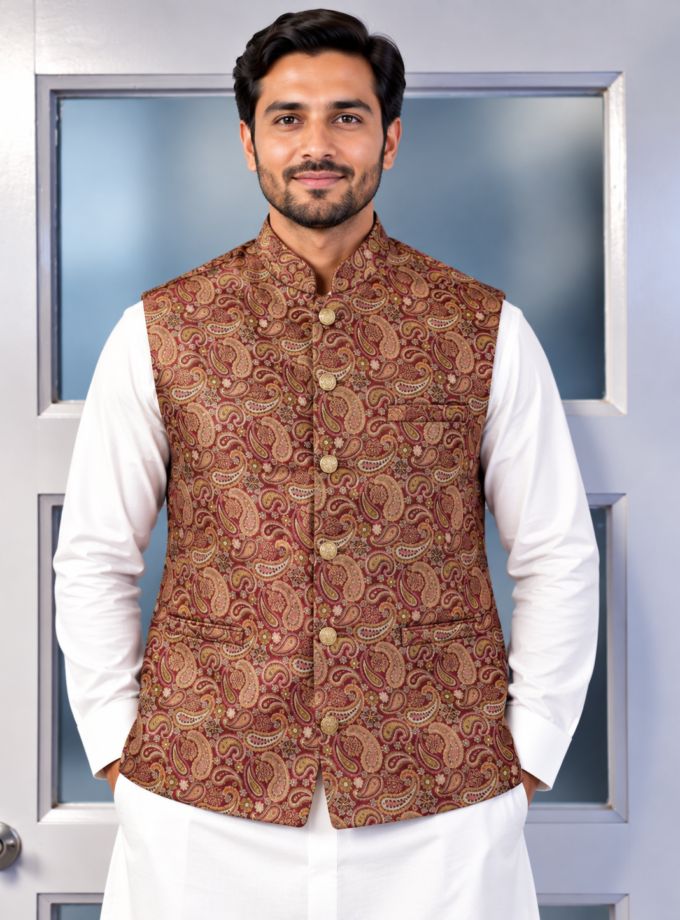 Waistcoat bordeauxrood - 1345 alleen Maat 42