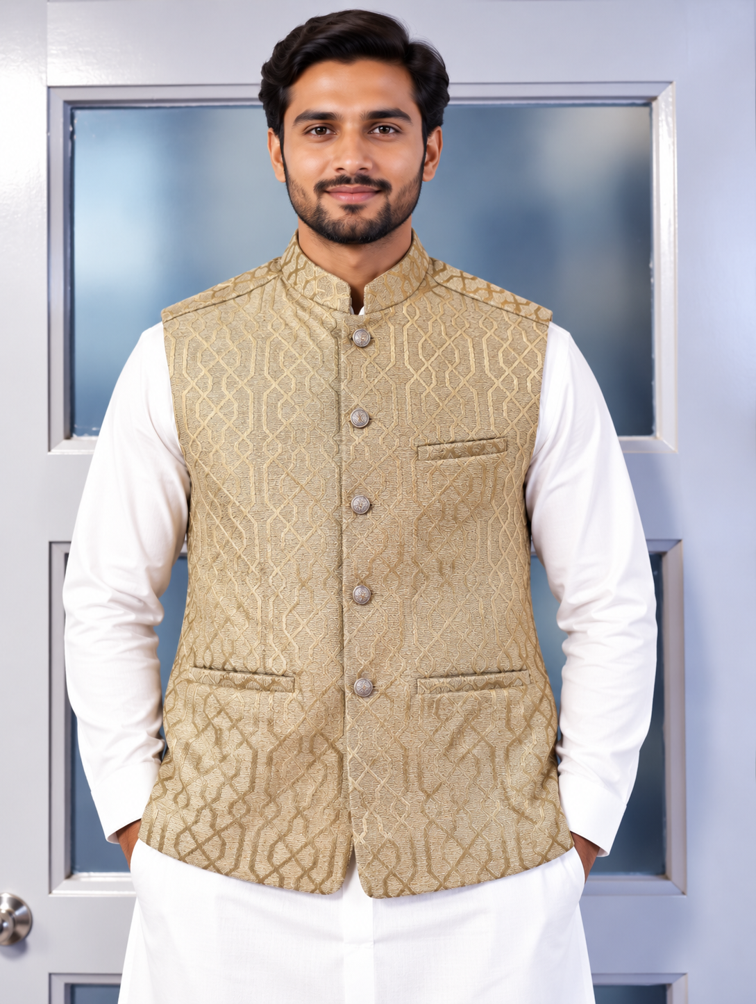 Waistcoat champagnegoud- 1348 alleen medium