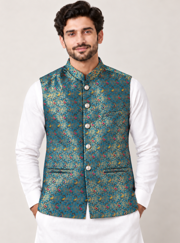 Waistcoat petrolblauw - 1359