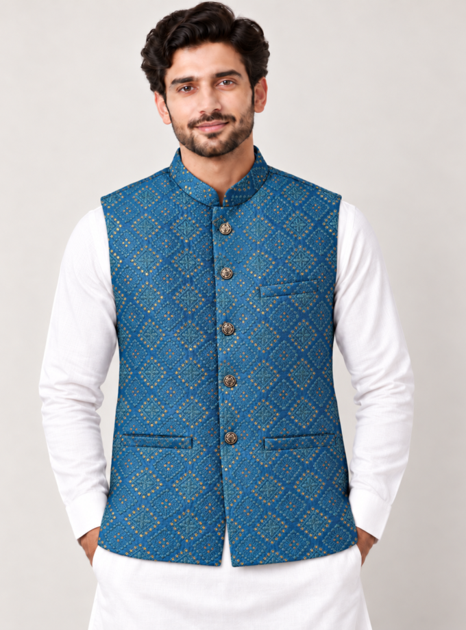 Waistcoat petrolblauw- 1358