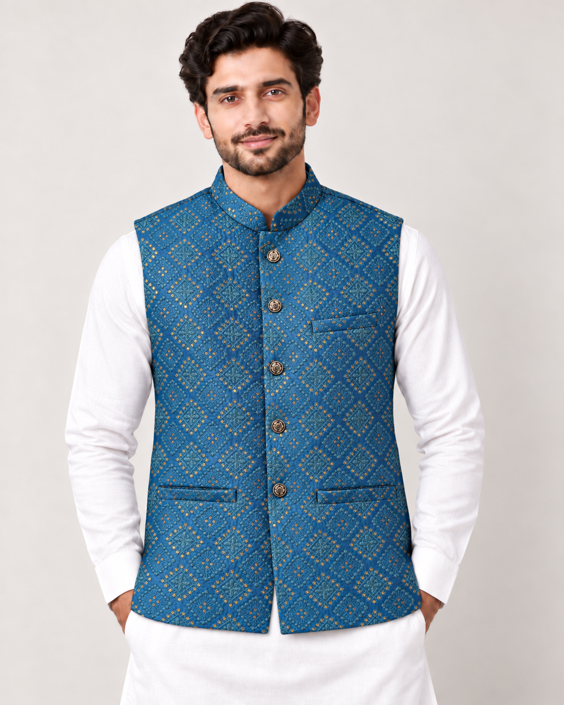 Waistcoat petrolblauw- 1358