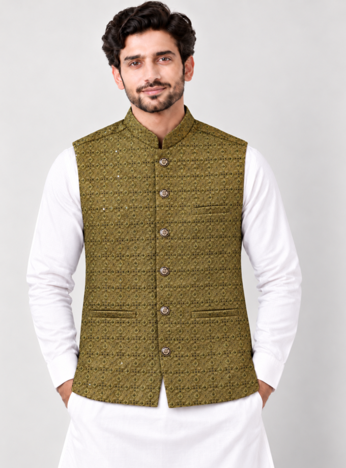 Waistcoat olijfgroen - 1362