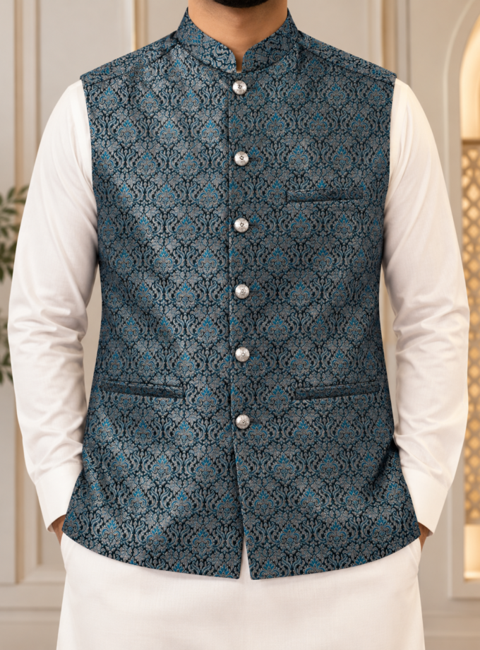 Waistcoat petrolblauw- 1368