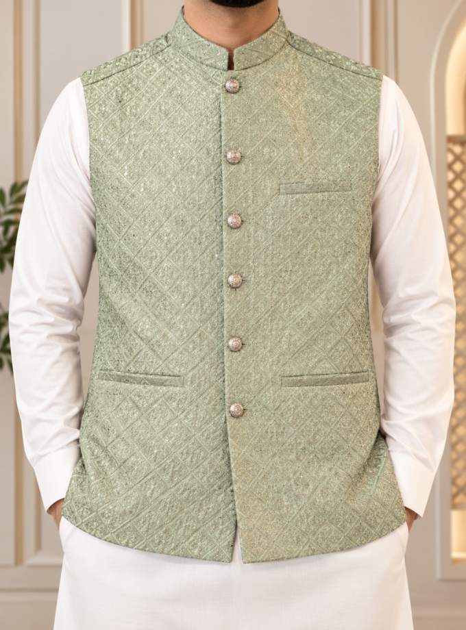 Waistcoat saliegroen- 1370