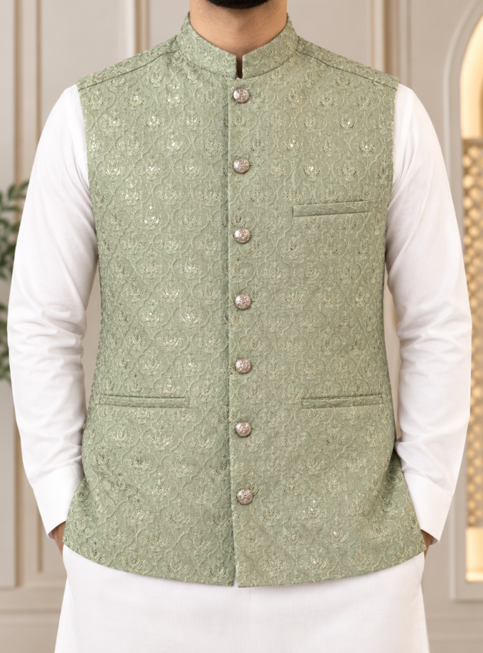 Waistcoat saliegroen- 1369