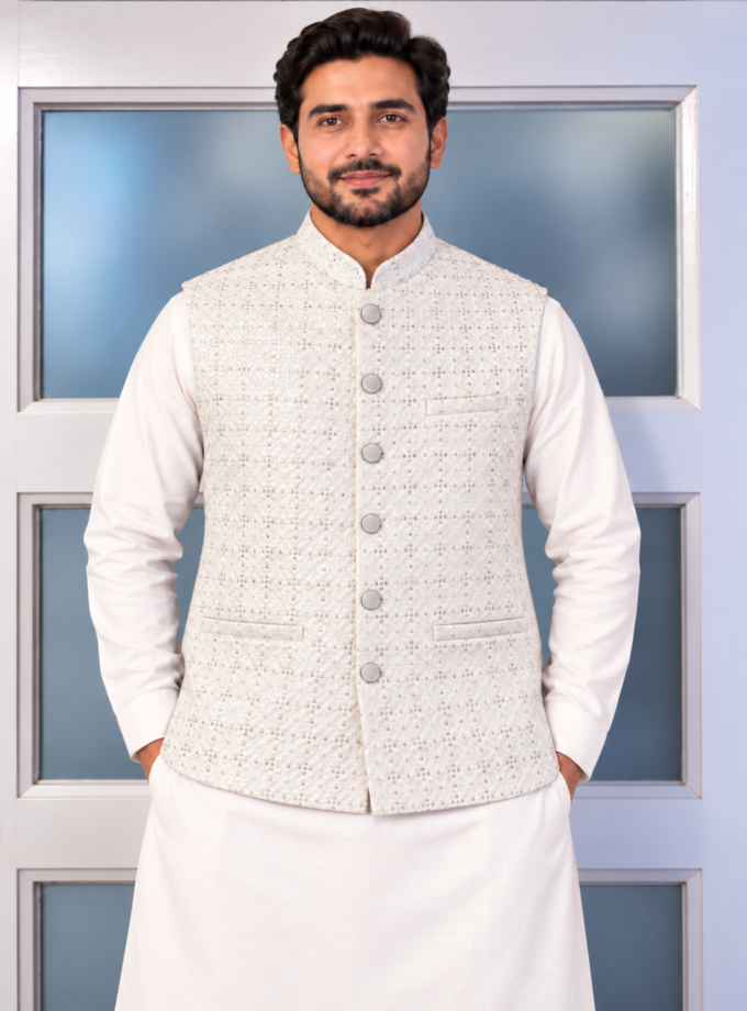 Waistcoat ivoor/wit- 1331