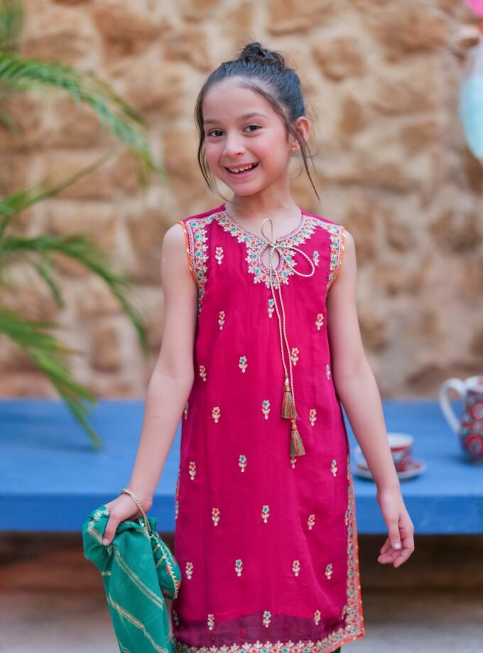 Senorita fancy suit - crinkle chiffon fuchsia
