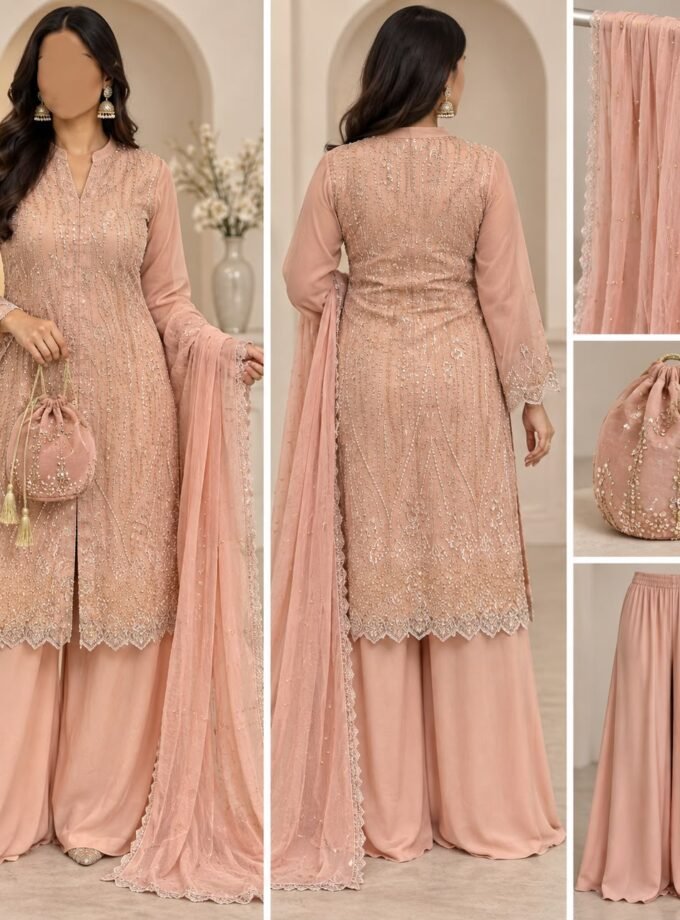 Luxe fancy handgemaakte outfit - oud roze