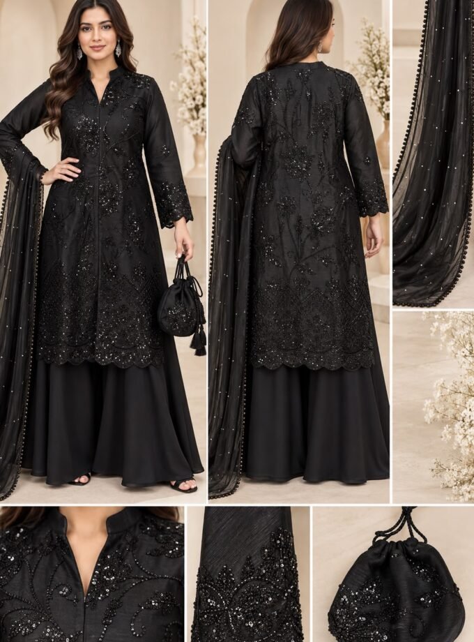 Luxe fancy handgemaakte outfit - zwart