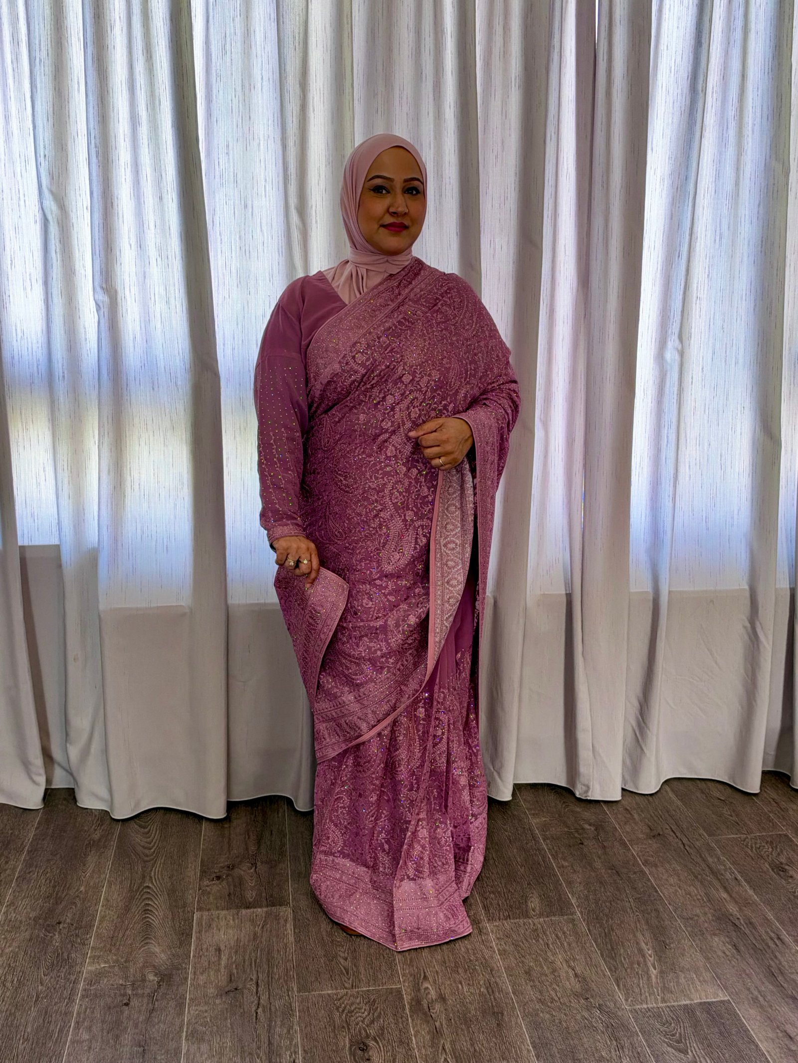 Kant en klare fancy saree - Oud roze - Maat XXL en XXXL - Afbeelding 2