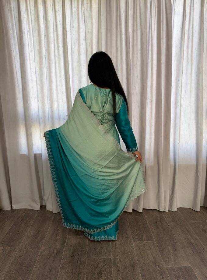 Kant en klare fancy saree - Ombre - Maat S en M