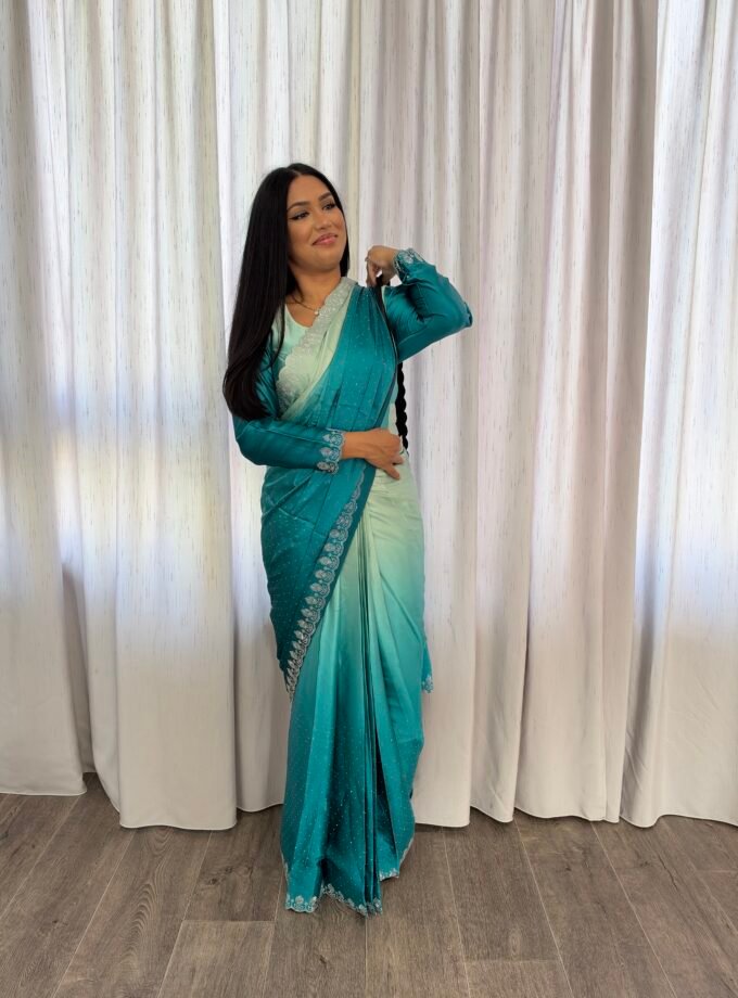 Kant en klare fancy saree - Ombre - Maat S en M