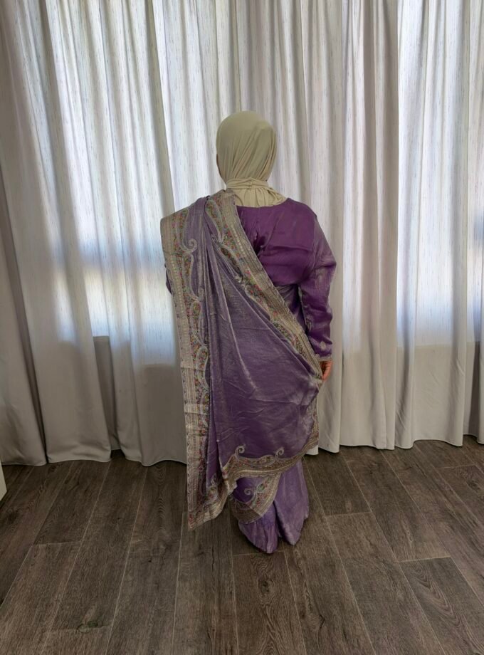 Kant en klare saree - lavendelpaars- Maat XXL en XXXL