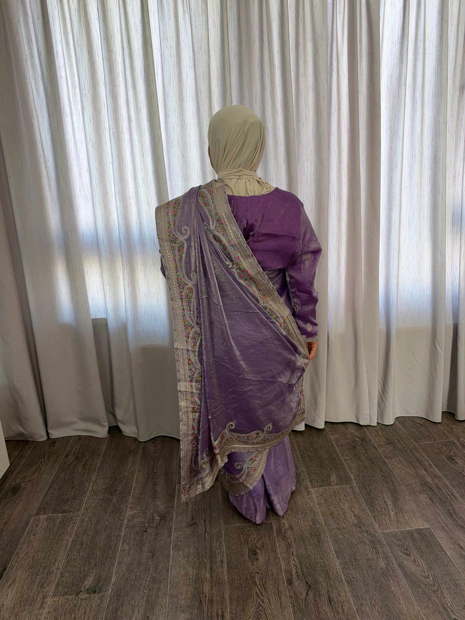 Kant en klare saree - lavendelpaars- Maat XXL en XXXL - Afbeelding 2