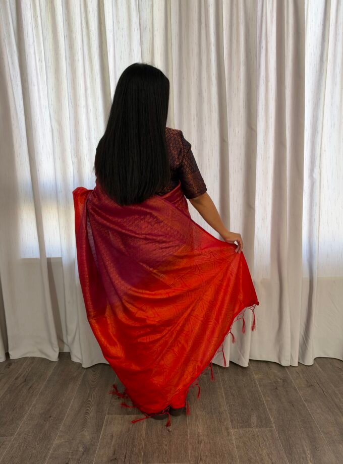 Kant en klare fancy saree - Diep wijnrood- Maat S en M