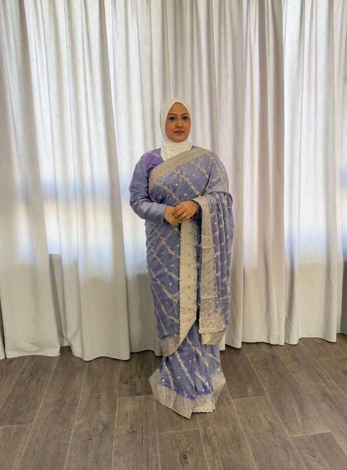 Kant en klare saree - licht lila - Maat XXL en XXXL