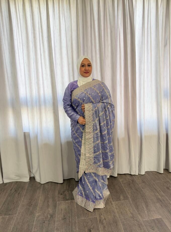 Kant en klare saree - licht lila - Maat XXL en XXXL
