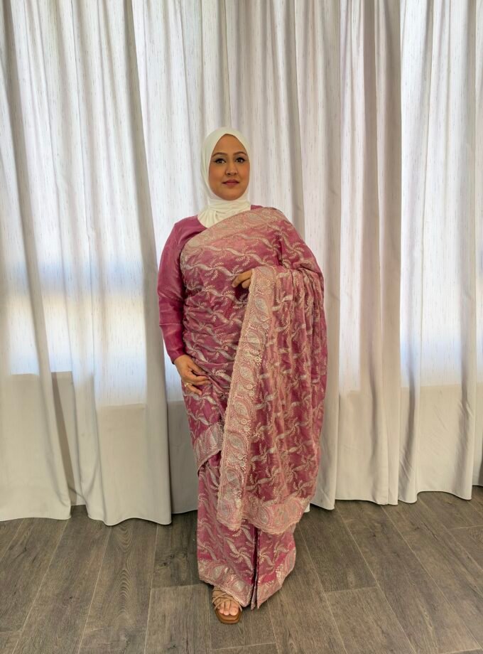 Kant en klare saree - roze - Maat L en XL