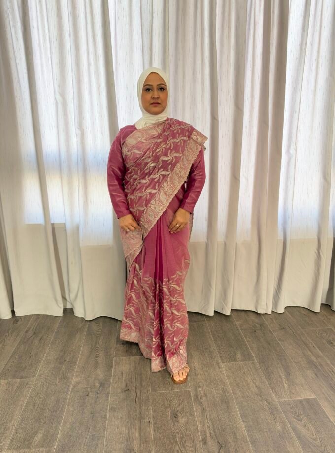 Kant en klare saree - roze - Maat L en XL