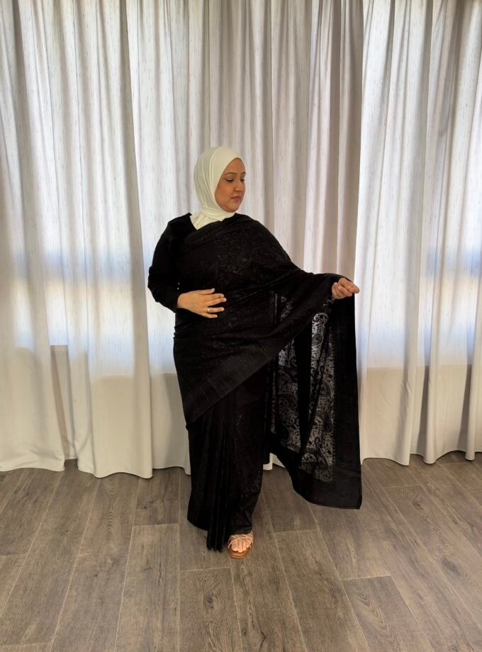 Kant en klare fancy saree - Zwart- Maat XL en XXL