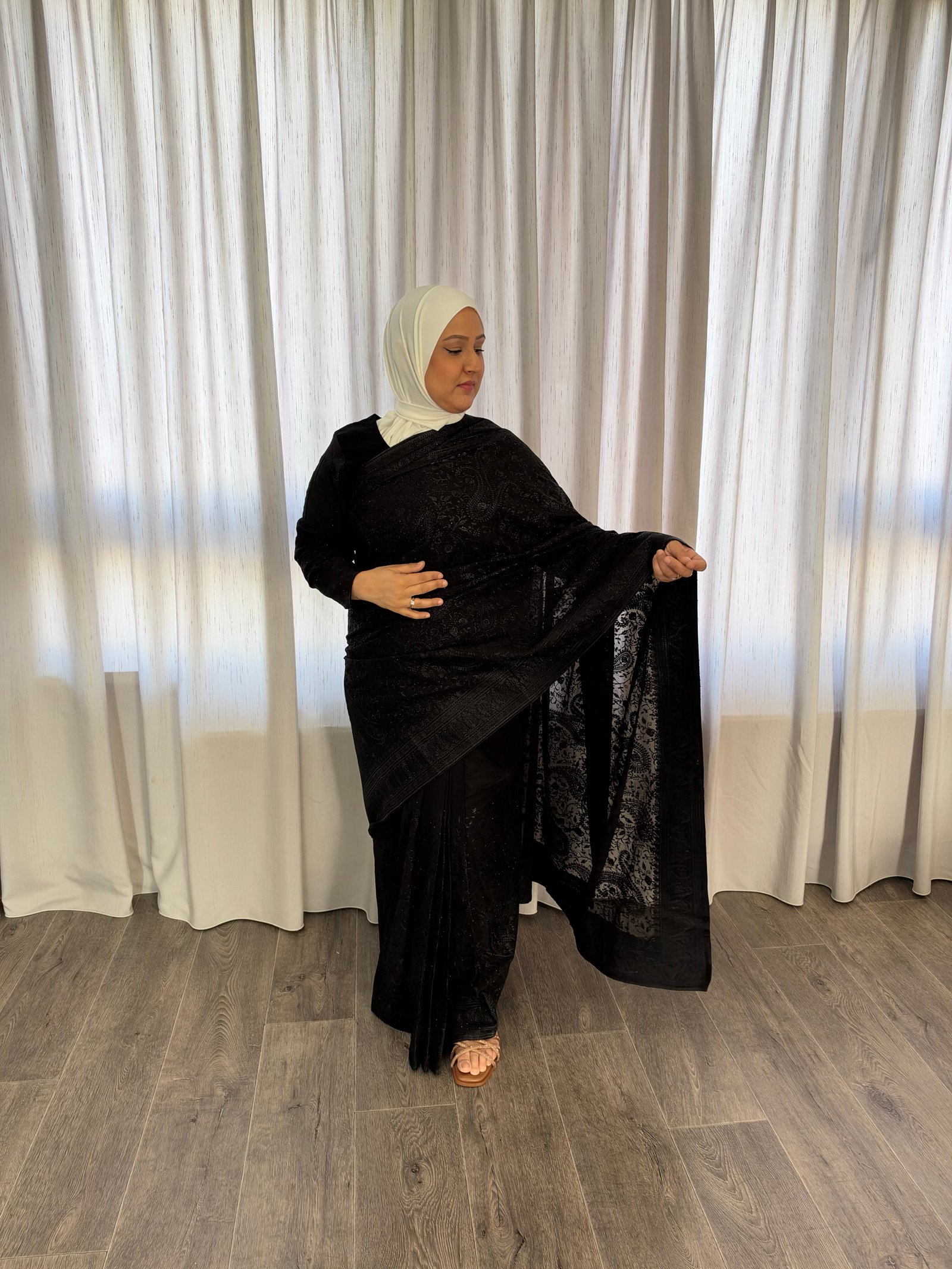 Kant en klare fancy saree - Zwart- Maat XL en XXL - Afbeelding 4