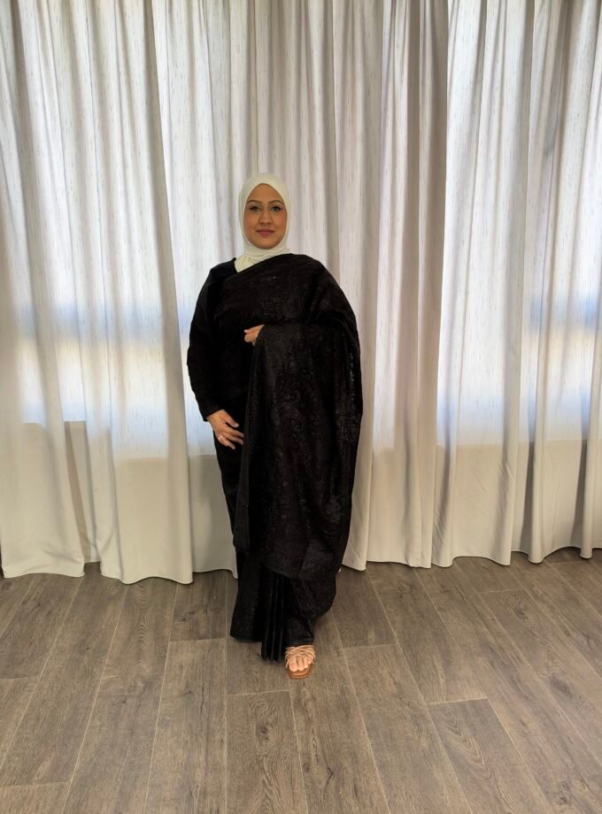 Kant en klare fancy saree - Zwart- Maat XL en XXL