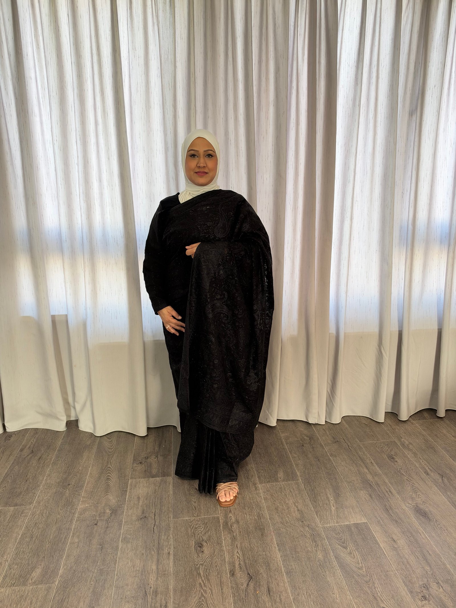 Kant en klare fancy saree - Zwart- Maat XL en XXL - Afbeelding 2