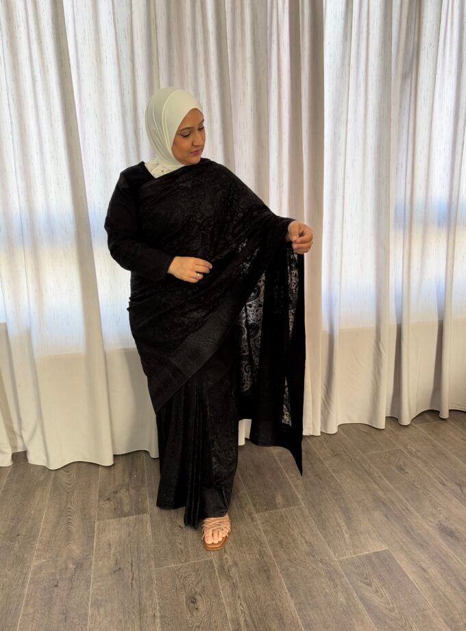 Kant en klare fancy saree - Zwart- Maat XL en XXL