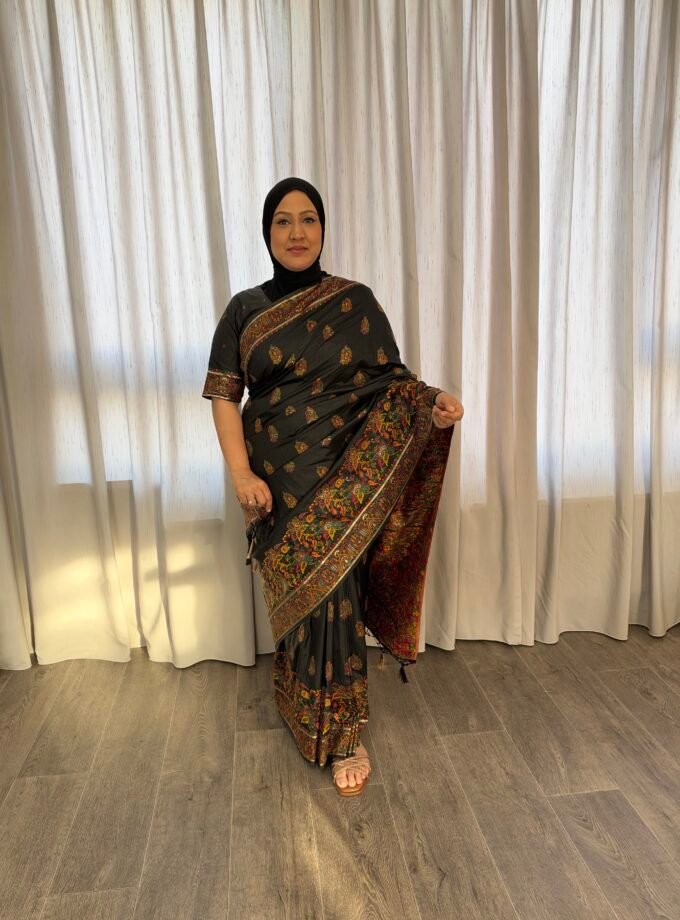 Kant en klare saree - Houtskool- Maat L en XL