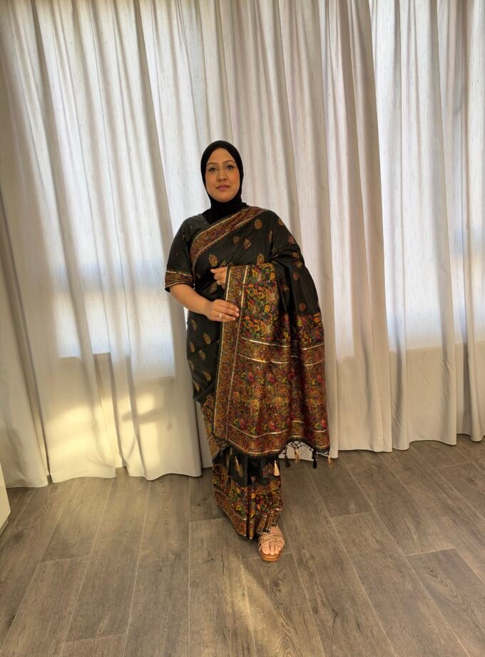 Kant en klare saree - Houtskool- Maat L en XL
